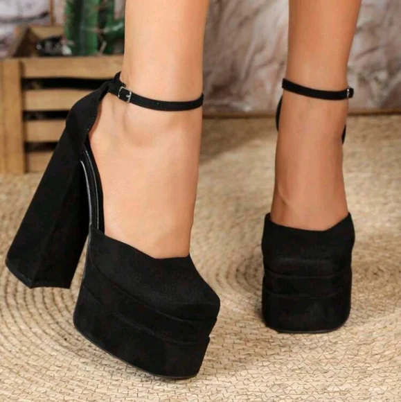 Elegant Fashion Casual Stylish Square Toe Thick Heel Lady Pumps For Party, Daily